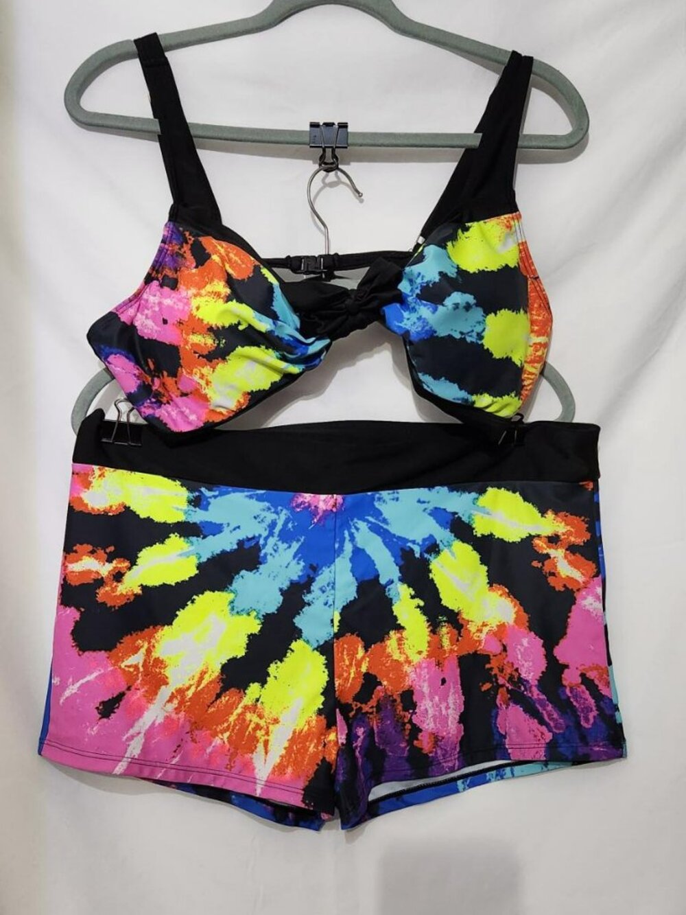 SHEIN Tie Dye Bikini Set 2XL Boy Shorts Two Piece Swimsuit